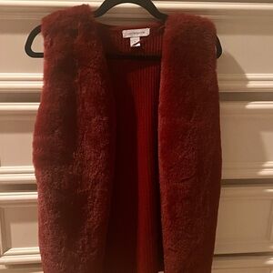 Alexander Wang Red Faux Fur Vest